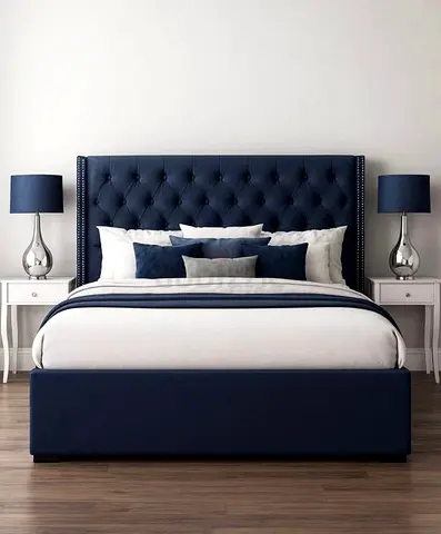 Brand New Velvet Fabric Queen Size Customised Bed For Sale