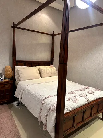 Beautiful Wooden Double size Bed Frame and bed side tables for Sale - Original from Marina Home