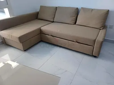 Comfortable Beige Sectional Sofa with Storage