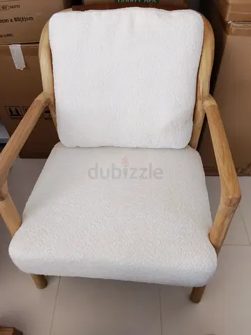 Cozy White Boucle Armchair for Sale
