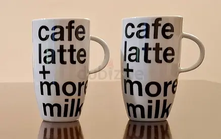 2 Big Mugs Microwave and Dishwasher Safe ٢ كوب كبير