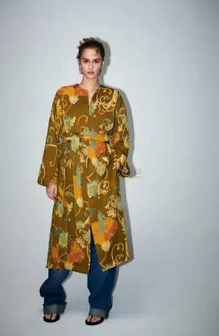 Zara Limited Edition Jacquard Wool Blend Coat