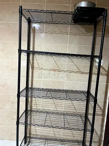 Functional Black Metal Shelf Unit for Home Organization