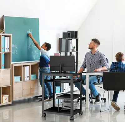 Tonchean AV Cart with Keyboard Tray – Mobile Workstation