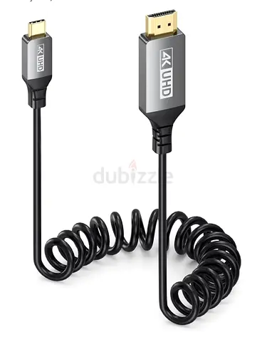 4K USB C to HDMI Coiled Cable 1FT-3FT, USBC Type C to HDMI Cable Coiled (Max to 4FT)