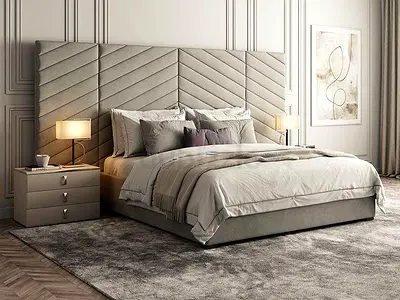 Elegant Modern Bed with Stylish Headboard King Size Wall Headboard