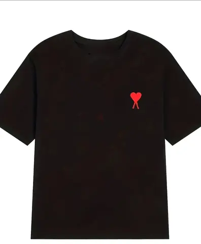 Trendy Black T-Shirt with Heart Design
