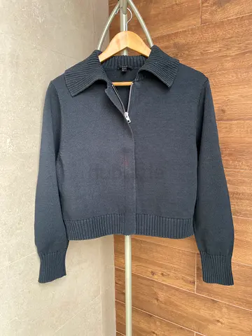 COS Stylish dark cotton Zip-Up Sweater for Sale