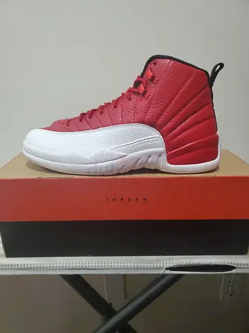 Red and White Air Jordan 12 gym red Sneakers