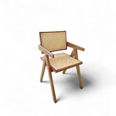 Mid-Century Modern Rattan  Solid Wood Dining Chair | Cane Back Accent Seating