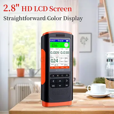 Portable 8-in-1 Air Quality Monitor, PM2.5/PM1.0/PM10 Detector with HCHO,