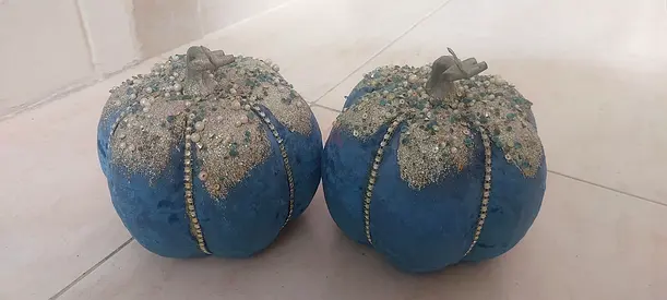 2 x Marina home velvet pumpkins