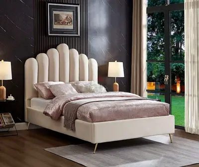 Elegant Modern Bed Frame with Soft Upholstered Headboard