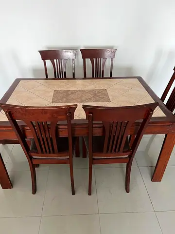 Elegant Wooden Dining Table Set with 6 Chairs