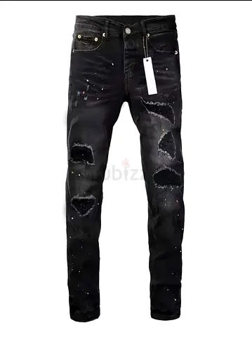 Purple jeans Stylish Black Ripped Jeans for Sale