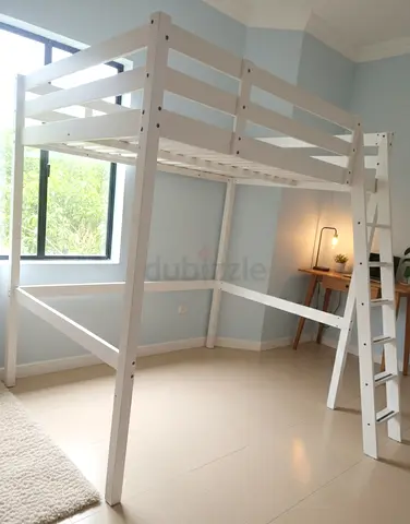 Sturdy White Loft Bed Frame for Sale