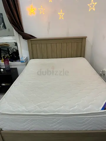 Comfortable Queen Size Bed with Modern Headboard (mattress for free)