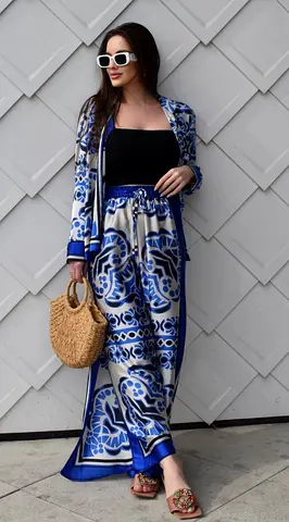 Bloggers Favourite Zara Printed Co-Ord Set in Satin Effect