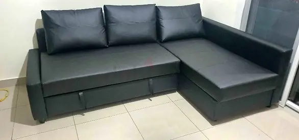 Comfortable Black Leatherette Sectional Sofa