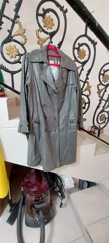 Silver mid length raincoat