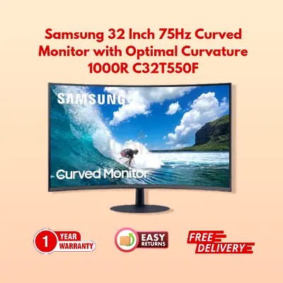 Samsung 32 Inch 75Hz Curved Monitor - Perfect for Gaming and Work