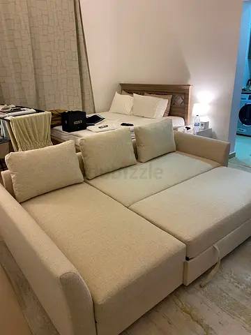 Ikea holmsund sofa com bed with storage beige color