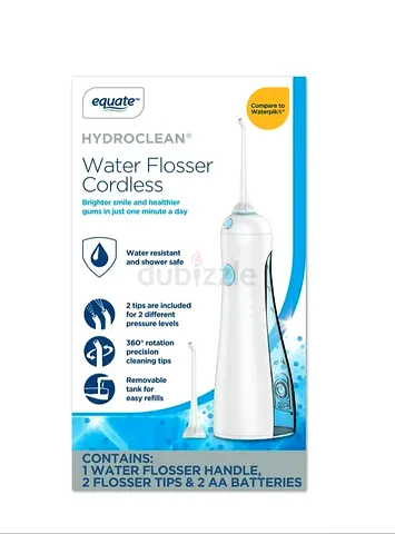 Equate HydroClean Cordless Water Flosser with Removable Tank, 2 Pressure Cleaning Tips