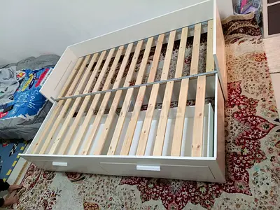 Ikea Brimnes daybed Stylish White Wooden Bed Frame with Storage Drawers.