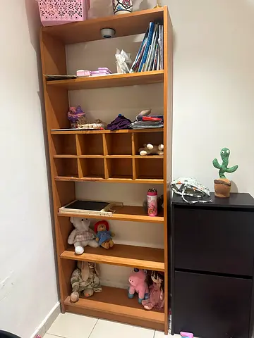Practical Wooden Bookshelf with Toy Storage