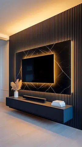 Modern Entertainment System with Wall Mount TV