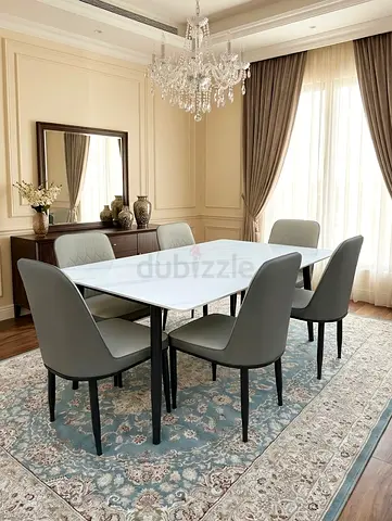 Marble dining table with six chair
