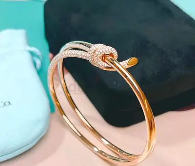 Tiffany Knot Double Row Hinged Bangle