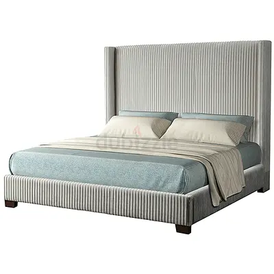 King Upholstered Bed In Light Gray King Light Gray Upholstered could be customised in different size