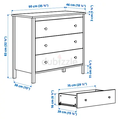 Sturdy 3-Drawer Dresser for Sale