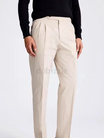 Stylish Beige Pleated Trousers