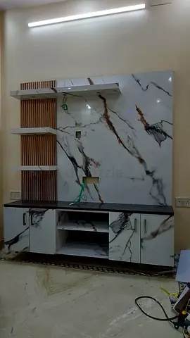 Sleek and Modern Entertainment Center with Marble Finish