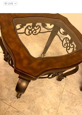 Elegant Vintage Coffee Table with Glass Top