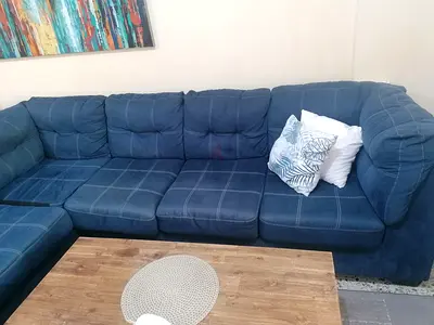 Comfortable Blue Fabric Corner Sofa for Sale