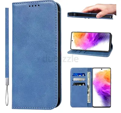 Elegant Blue Leather Wallet Case for Mobile Phones