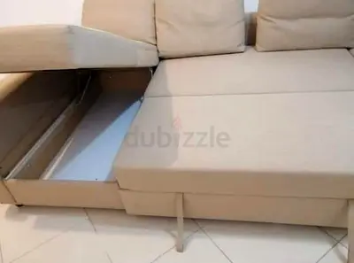 Cozy Beige L-Shaped Sofa with Storage