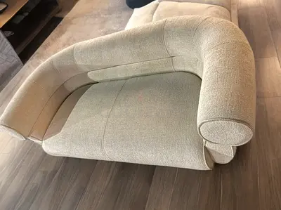 Comfortable Curved Sofa in Neutral Fabric