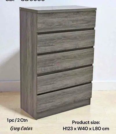 Modern Grey Chest of Drawers with 5 Spacious Drawers