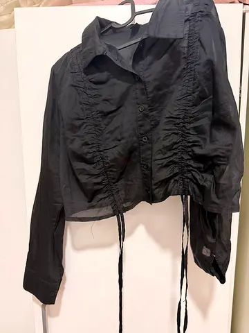 Button up shear with string top Shein