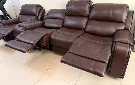 HomeBox|Brown Premium Pu-Leather Electric Recliner Sofa Set – 3+1 | Head  Leg Adjustable |flat bed