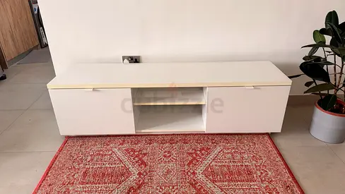 Sleek White IKEA TV Stand with Storage