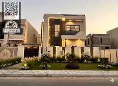 For rent in Al Helio 2, Ajman: 6 master bedrooms, majlis, living room, kitchen, swimming pool, rooft