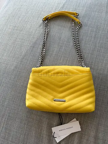 Rebecca Minkoff Edie Chic Yellow Quilted Handbag
