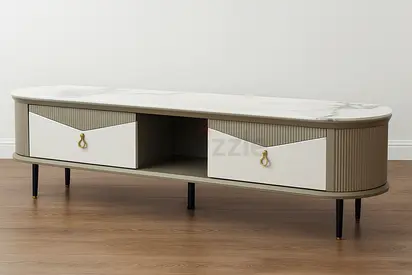 Modern TV Unit with Storage Cabinets – Stylish Marble Top TV Stand for Home  Living Rooms