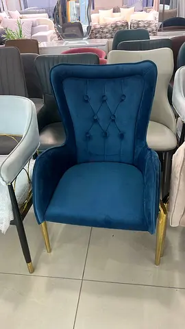 Elegant Blue Velvet Accent Chair