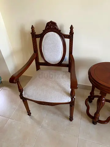 Elegant Wooden Chair with Cream Upholstery